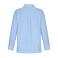 thumbnail image 5 of RQYYD Women's Cotton and Linen Button Down Shirts Long Sleeve Solid Color Lapel V Neck Blouse Casual Fall Work Tunic Tops, 5 of 8