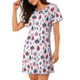 thumbnail image 2 of Vsdgher Motif Joyeux Jour de Colibris Chemise de Nuit à Manches Courtes Col Rond Mignonne Robe de Nuit Confortable à Volants, 2 of 6