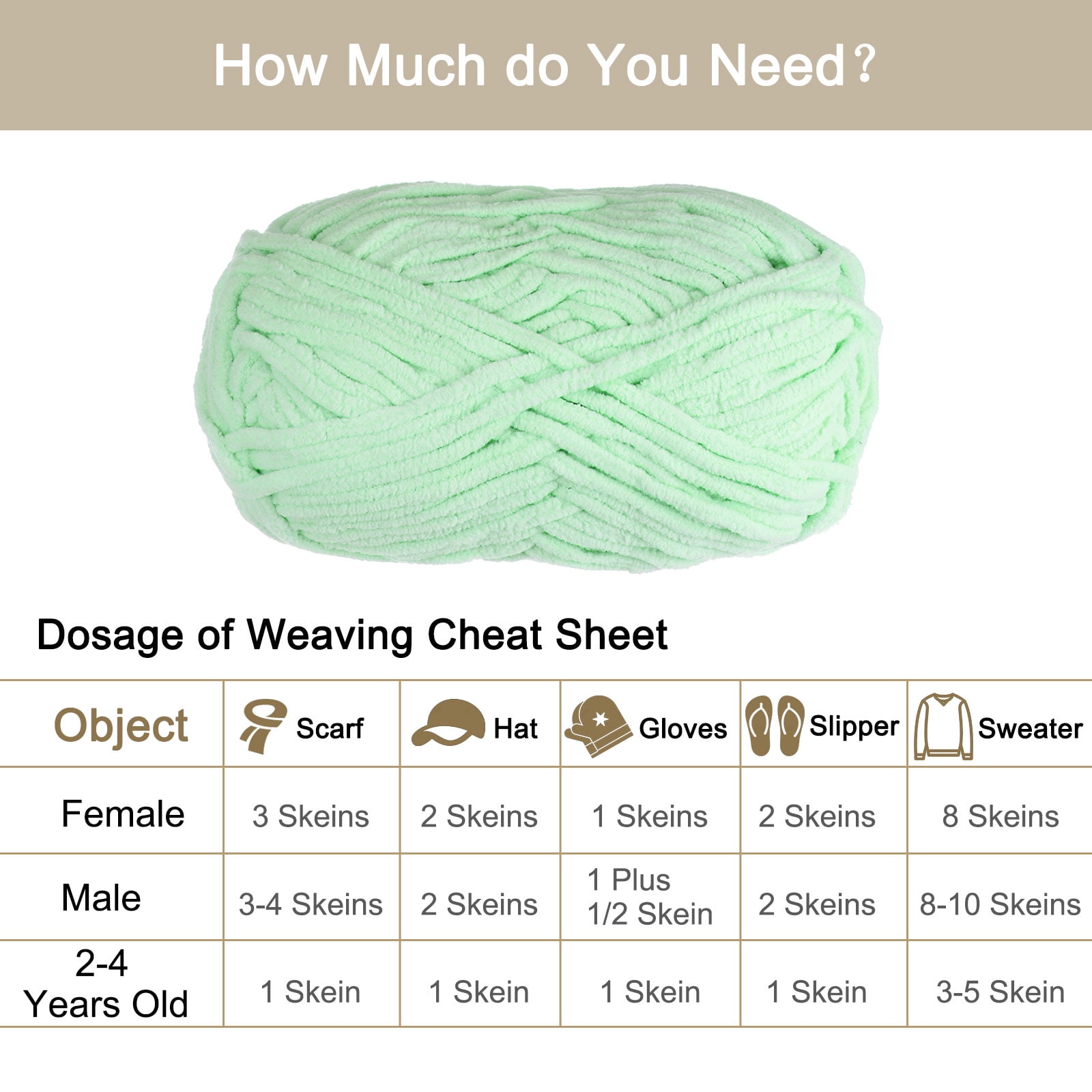 Uxcell Velvet Yarn Blanket Yarn 100g/3.5oz Polyester Soft Knitting Chenille  Yarn Light Green 