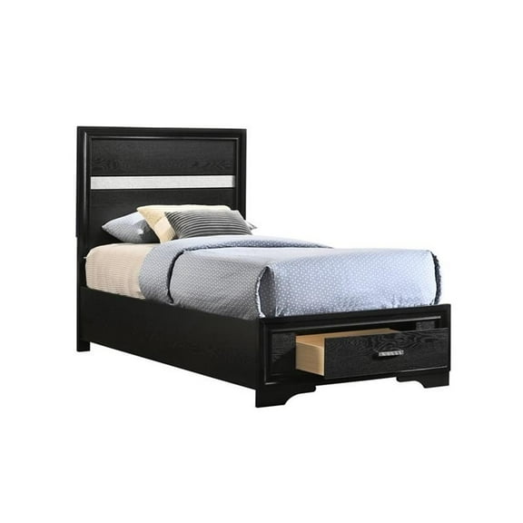 Miranda 51-inch Wood Twin Storage Panel Bed Black