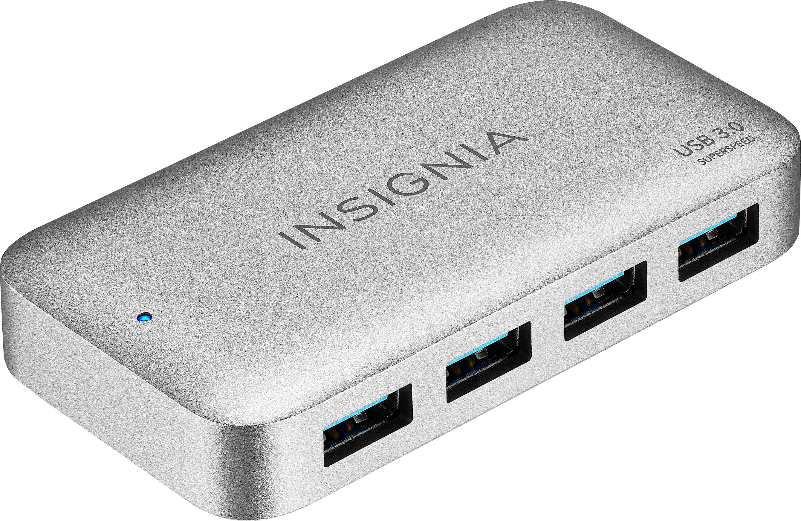 Insignia 4-Port USB 3.0 Hub with 5ft. Cable Power Supply, USB Splitter Expander for Laptop, Xbox, Flash Drive, HDD, Console, Printer, Camera, Keyborad, Mouse, MacBook, Surface, PC, Silver Grey