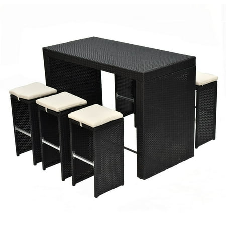 Costway Outdoor 7 Pcs Rattan Wicker Bar Table Stool Dining Set Patio Costway Outdoor 7 Pcs Rattan Wicker Bar Table Stool Dining Set Patio Garden Furniture