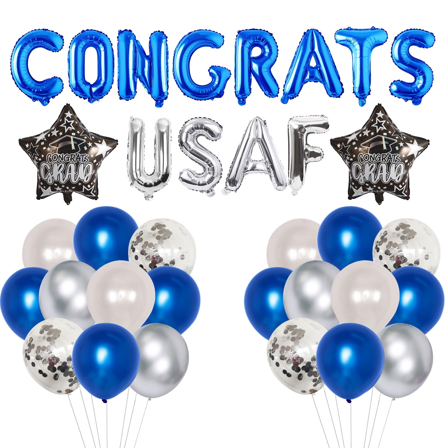 Congrats USAF Grad Party Decorations, Blue and Silver Congrats USAF