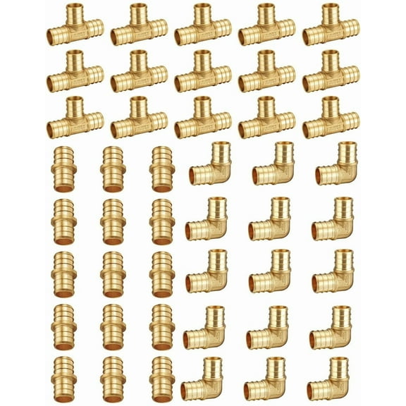 45pc 3/4" PEX Fitting Combo Set w/ 15pc Each Elbow, Tee, Coupling Pex Crimp