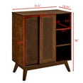 thumbnail image 5 of GZXS Mid-Century Accent Cabinet with 2 Sliding Rattan Doors, 31.5" Wooden Sideboard with Open Storage, Adjustable Shelves and Solid Wood Feet for Living Room, Entryway, Dining Room (Dark Walnut), 5 of 7