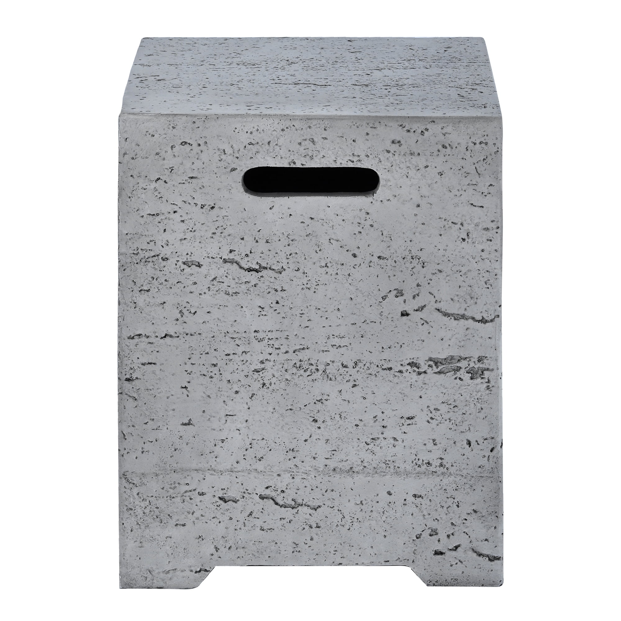 Mintazer 15.75" Outdoor Propane Tank Cover Table with Side Handles & Protective Cover for Patio Backyard, No Assembly Needed, Dark Gray