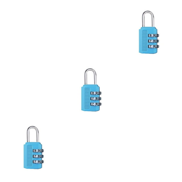 Langgg 3 Digit Combination Password Lock Alloy Cabinet Travel Luggage Padlock blue 3Set