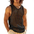 thumbnail image 3 of Fengqque Mens Mesh Sleeveless Tank Tops Casual Hollow Out T Shirts Beach Summer See Through Tops Black L(L), 3 of 5