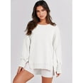 thumbnail image 3 of Luniro Women's Oversized Sweatshirts Casual Long Sleeve Side Slit Loose Fit Fall Pullover Shirt Tops, 3 of 9