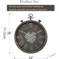 thumbnail image 3 of 24" Large Vintage  Wall Clock with Moving Gears, Steampunk Battery Operated Oversized Pocket Watch Design, Rustic Farmhouse Decor for Living Room, Office, Bar, Gray Bronze, 3 of 13