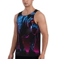 thumbnail image 2 of Gukieu Futuristic Purple Panther Print Men's Quick Dry Fitness Vest, Round Neck Sleeveless Fitness Bodybuilding Top-Medium, 2 of 7