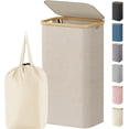 thumbnail image 1 of Cesto para Ropa 100L con Tapa Asa de Bambú Cesto para Ropa Plegable Bolsa Extraíble Dormitorio Baño, 1 of 8