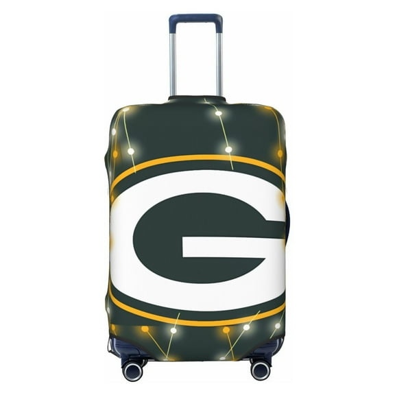 Green_Bay Travel Luggage Cover, Football Team Themed Stretch Luggage Cover, Scratch-Resistant Travel Essential, Fits 19-31 Inch Luggage, Luggage Not Included