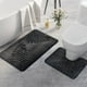 thumbnail image 1 of Juego de alfombrillas de baño antideslizantes con estampado de hojas | 2 alfombrillas absorbentes de agua para baño y cocina | Diseño moderno en verde y gris | 40 x 50 cm y 50 x 80 cm, 1 of 8