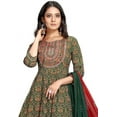 thumbnail image 5 of Rajnandini Women's Pure Cambric Cotton Embroidered Kurta Set With Dupatta (JOPLVL213-4XL_Green & Red_4XL), 5 of 5