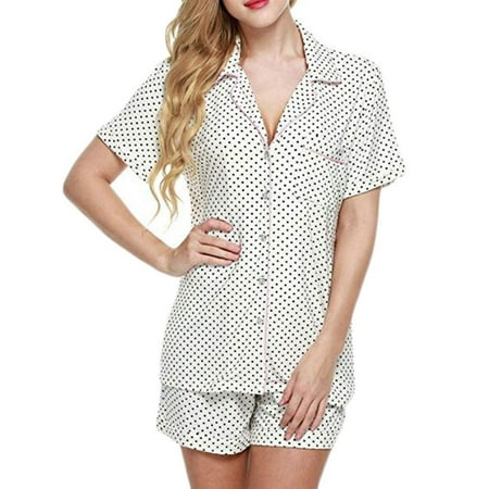 

Fullvigor Women 2PCS Pajama Set Printed Short Sleeve Top And Short Pants