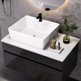 thumbnail image 3 of 32" Multi-layer Solid Wood Compact Freestanding Cabinet, Bathroom Storage Unit with Soft Close Drawer, Modern Small Bathroom Vanity with Ceramic Sink for Bathroom Organization, Black,White, 3 of 7