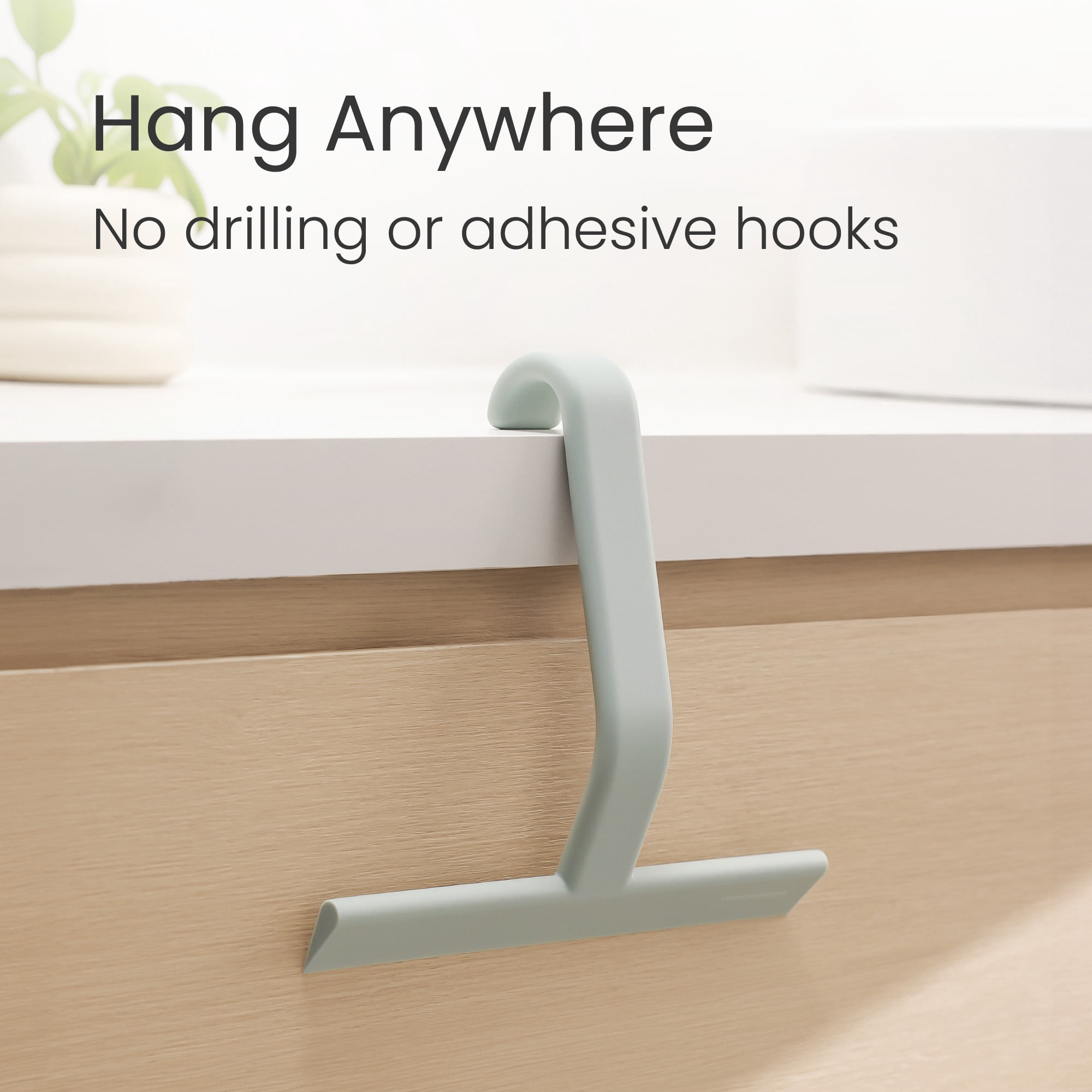 dancemoon Shower Squeegee for Glass Doors, One-Piece Soft-Touch Silicone Water Wiper with Built-in Hook for Bathroom and Tile Walls, 10-inch, Green