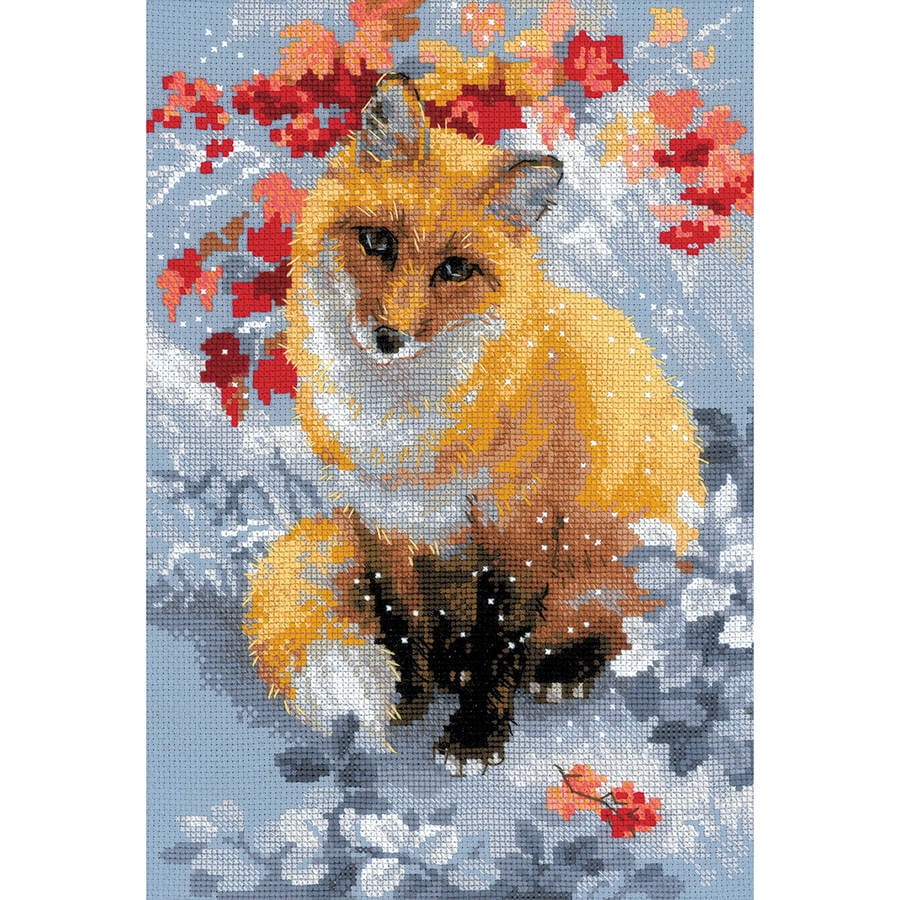 Fox Counted Cross Stitch Kit, 8.25" x 11.75", 14-Count - Walmart.com