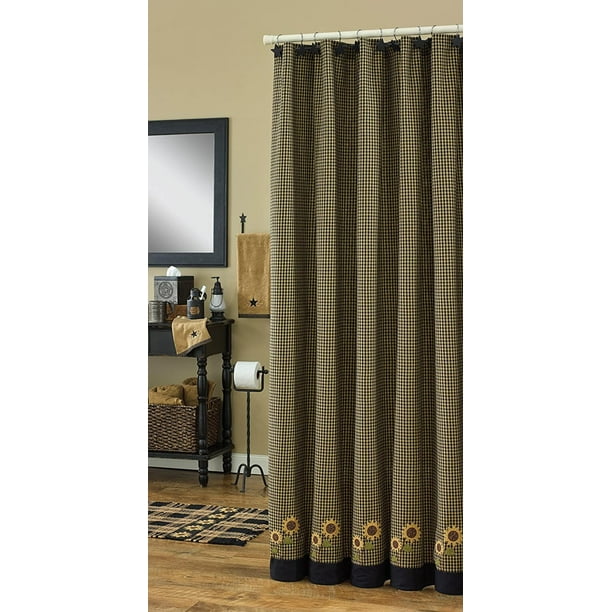Park Designs Sunflower Check Shower Curtain, 72 by 72 Park Designs Sunflower Check Shower Curtain, 72 by 72