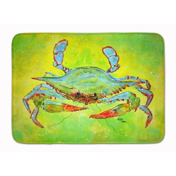 Bright Green Blue Crab Machine Washable Memory Foam Mat