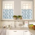 thumbnail image 4 of Floral Kitchen Window Curtain Set with Tiers and Valance, 3 Pieces Rod Pocket Valances Watercolor Style Teal Blue Flower Bud Leaves Window Treatment Semi Sheer Kitchen Bedroom Decor (52"W x 18"L), 4 of 6