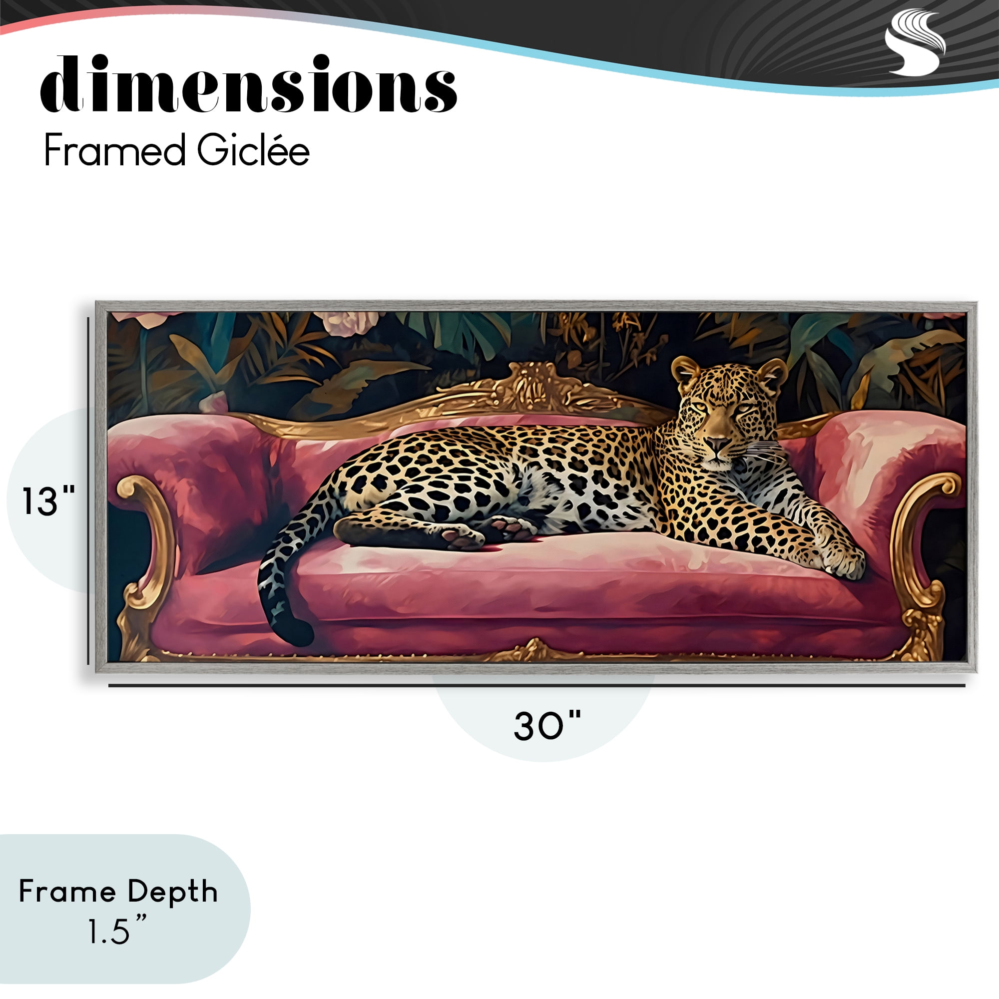 Stupell Industries Regal Relaxation Leopard on Pink Gray Framed Giclee Art, design by Creative Studio