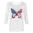 thumbnail image 4 of Baikeli Womens Summer Tops Clearance Women's Independence Day Fashion Printed Round Neck 3/4 Sleeve T-Shirt Top Women Tops And Blouses, 4 of 5