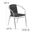 thumbnail image 4 of Flash Furniture Lila Commercial Aluminum and Black Rattan Indoor-Outdoor Restaurant Stack Chair, 4 of 12