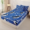 thumbnail image 2 of Castle Fairy Dense Line Art Puffin Daisy Zipper Twin Comforter Sets with Fitted Sheet and 2 Pillowcases,Thin Stem Floral Deep Navy Tile Zipper Bedding Set,Royal White,Navy Blue Reversible,4-Piece, 2 of 6