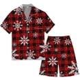 thumbnail image 3 of Tiweut Comfy Pajamas Sets Mens Christmas Multicolored Floral Printed Silk Satin Short Sleeved Lapel Button Up T-Shirts and Shorts Set Holiday Ladies Sleepwear Set,Wine,M, 3 of 4