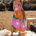 thumbnail image 2 of Nostalgic Vintage Floral Sleeveless Dress for Women Clothing Female Women's Summer Skirt, 2 of 7