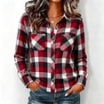 thumbnail image 2 of Cmtiyu Plaid Shirts for Women, Baggy Long Sleeve Down Collar Button Flannel Shirts, Casual Womens Tops with Pockets, S-2XL, 2 of 7