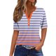 thumbnail image 2 of Fiudx Liquidación de Ahorros de Verano Camiseta Casual de Moda para Mujer Blusas Estampadas a Rayas Degradadas Top con Botones y Cuello En V, 2 of 5