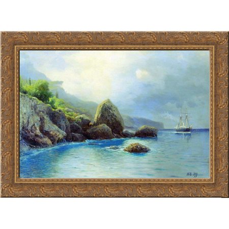 Coast of the sea 24x18 Gold Ornate Wood Framed Canvas Art by Lev Lagorio