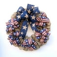 thumbnail image 2 of Boovnll 16" Patriotic Wreath, Handcrafted Red White Blue Burlap & Stars Printed Memorial Day Wreath, 4th of July Wreath for Indoor, Outdoor, Front Door, Fireplace, Wall Decor, 4th of July Decorations, 2 of 9