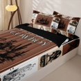 thumbnail image 3 of Erosebridal Vintage Western Patchwork Pattern Zipper Full Size Comforter Sets with Fitted Sheet and 2 Pillowcases,Retro Cowboy Print Zipper Bedding Set,Brown Beige Black,Black Reversible, 3 of 6