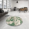 thumbnail image 4 of Ahgly Company Machine Washable Indoor Round Abstract Hazel Green Area Rugs, 6' Round, 4 of 7