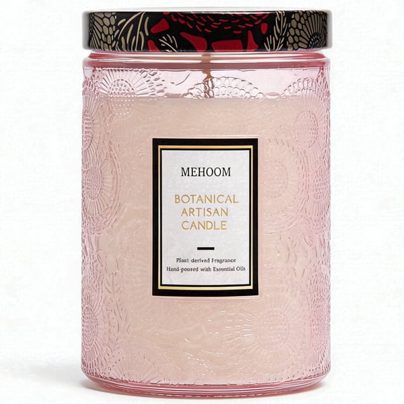 MEHOOM Melon Blossom Wood Wick Scented Candle, 20oz Large Beeswax & Soy Blend, Clean Burning 100-Hour Candle, Cozy Gift for Home Decor