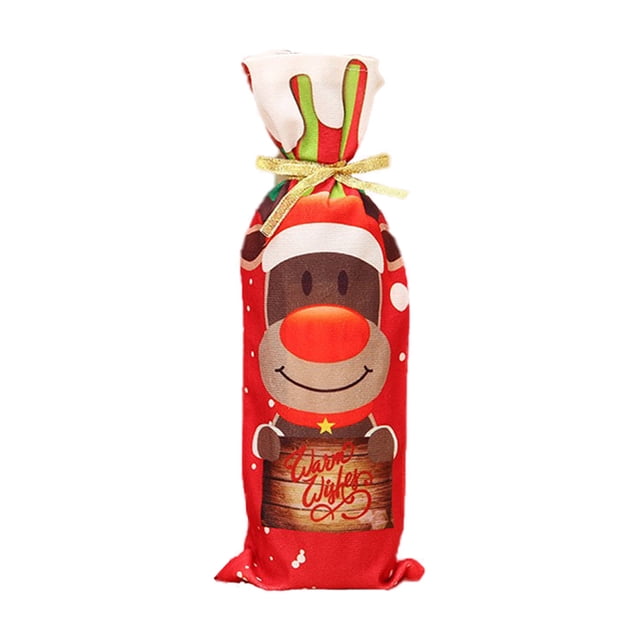 Inteprter Cubierta antipolvo para botella de vino de Navidad, decoraciones para fiestas flexibles, mangas prácticas artísticas, de restaurante para Kits de decoración para fiestas Alce Inteprter HA068258-03