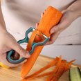 thumbnail image 3 of Pelador de verduras con mango de goma antideslizante, hoja de acero inoxidable, pelado suave, diseño ergonómico en forma de U, pelador de cocina, 3 of 7