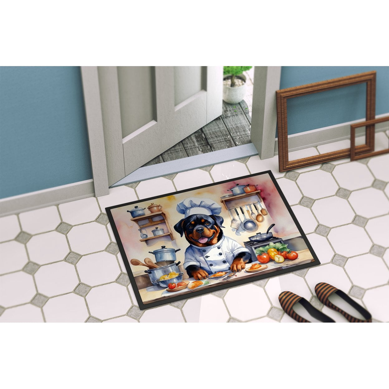 Carolines Treasures DAC6316MAT 18 x 27 in. Rottweiler The Chef Doormat