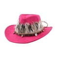 thumbnail image 3 of segolike Western Cowboy Hat Comfortable Sun Protection Hat for Gift Travel Roles Play Rose Red, 3 of 9