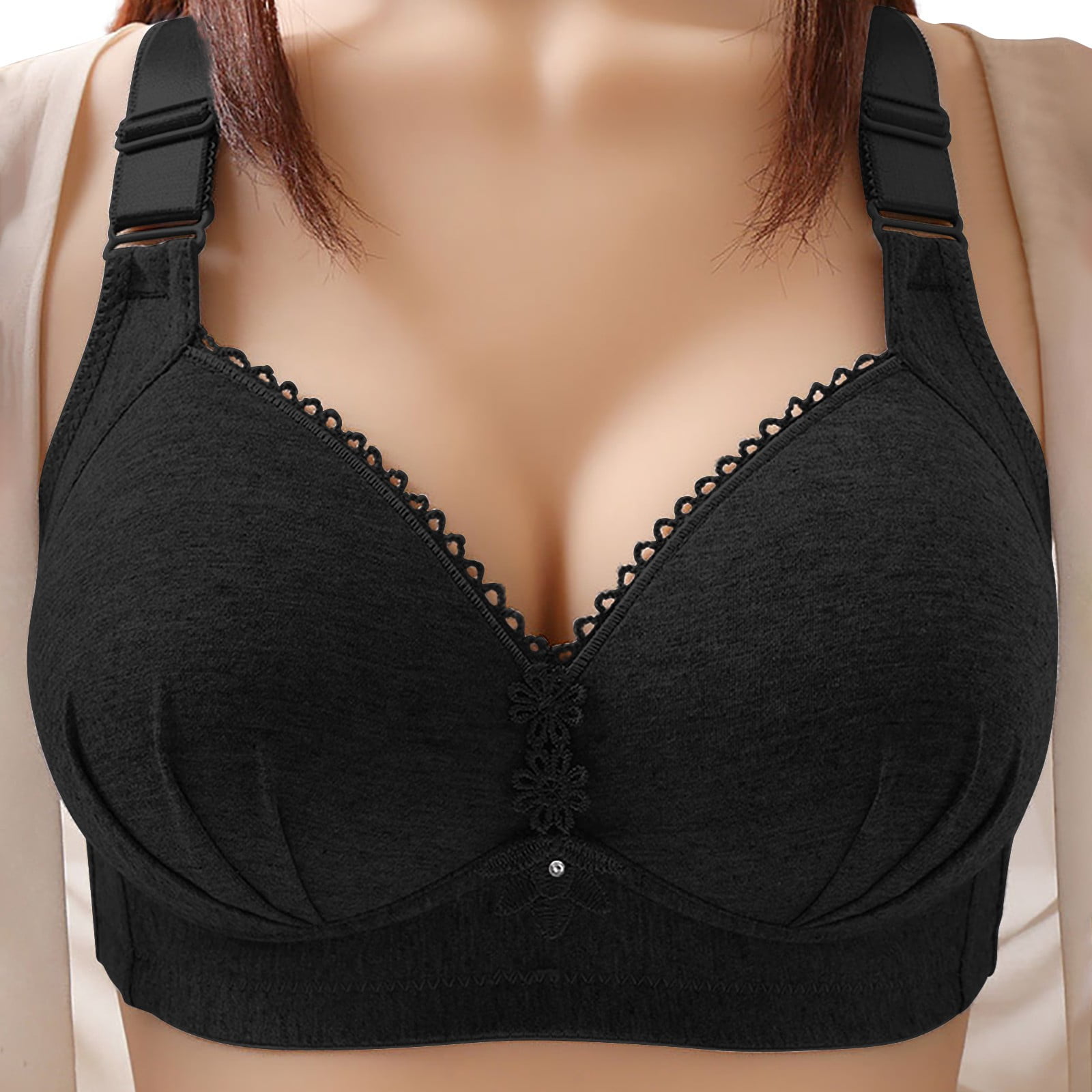 Back Smoothing Bras for Women Button Shapin Adjustable Shoulder Strap  Shapermint Bra for Womens Wirefree Black 38 