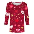 thumbnail image 4 of VKOYWKM Love Hear Shirts for Women Valentine T-Shirts 3/4 Sleeve Cute Love Heart Print Womens Tops Holiday Crew Neck Spring T Shirts Romantic Heart Top, 4 of 4