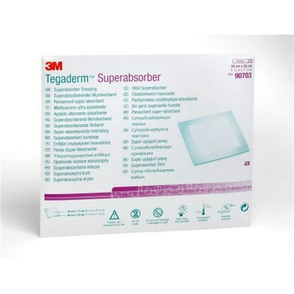 Superabsorber Dressing 3M Tegaderm 7-7/8 X 7-7/8 Inch