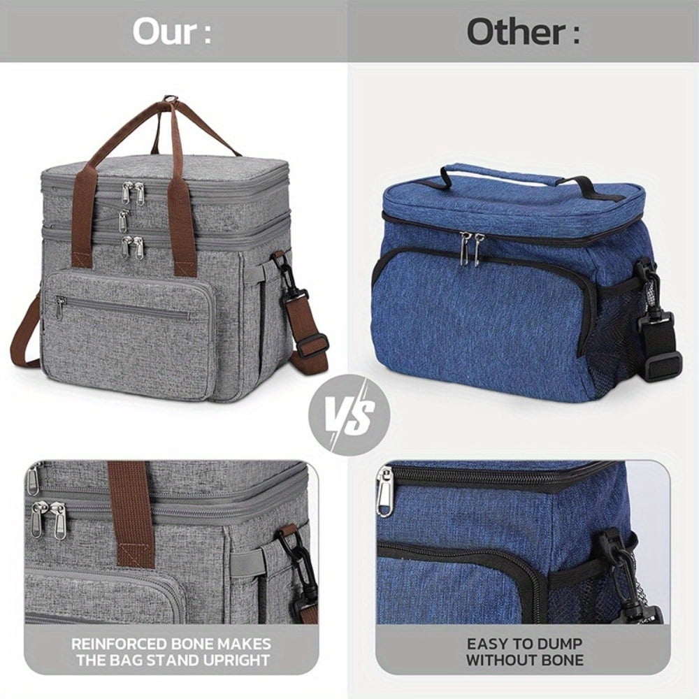 20L Insulated Lunch Bag, Lightweight Expandable Tote with Adjustable Shoulder Strap and Side Mesh Pockets, Double Leak-Proof Freezer Compartment,The Perfect Companion for All Occasions