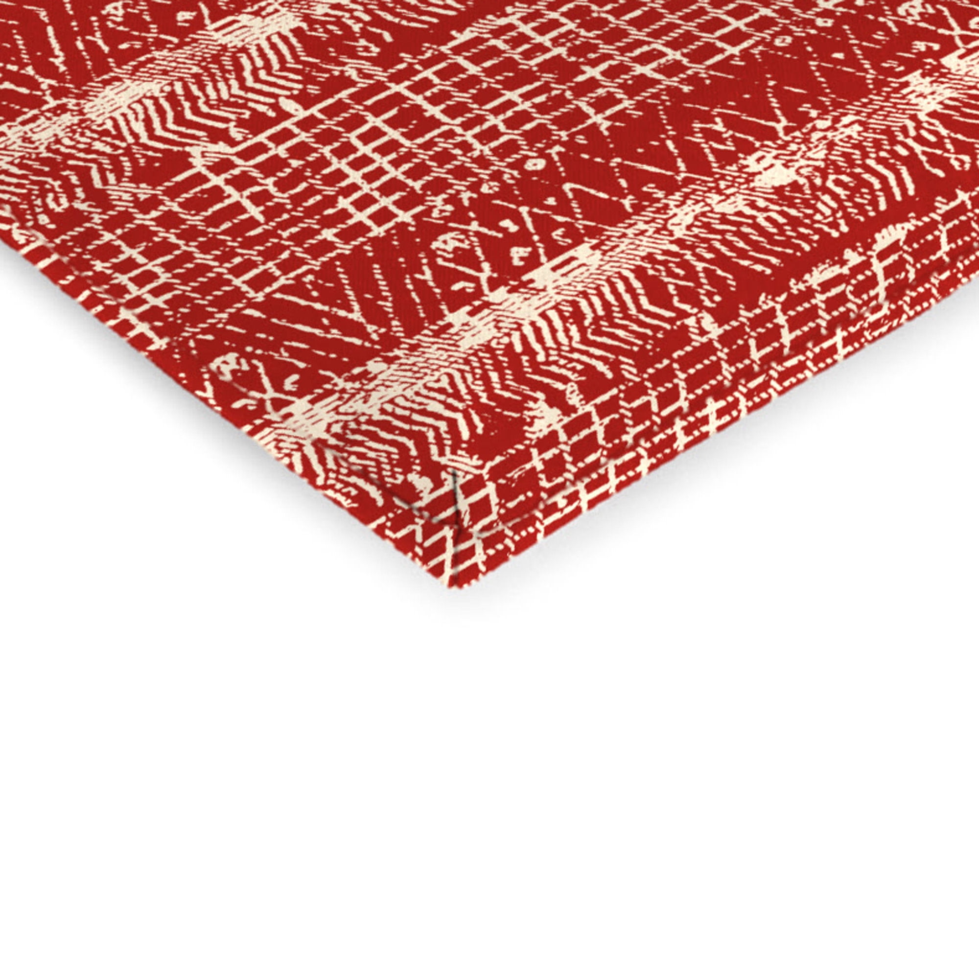 Jordan Manufacturing 44" x 21" Everest Caramel Red Ikat Rectangular Outdoor Chair Cushion with Ties