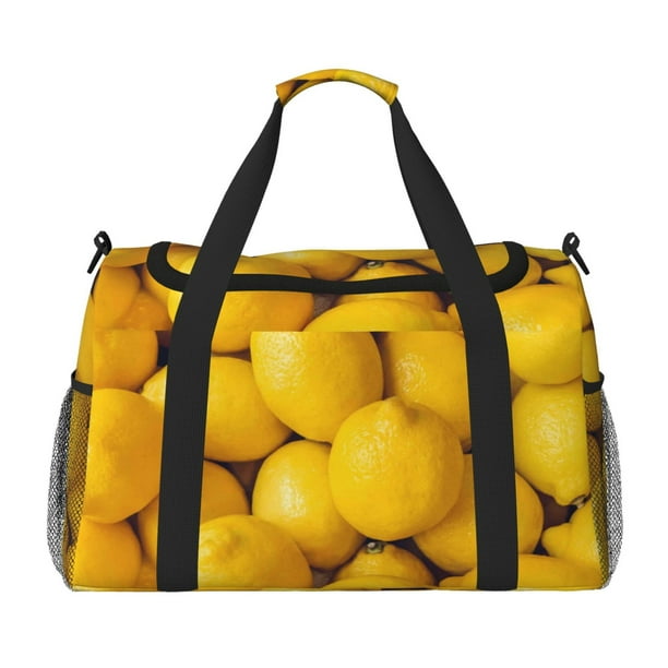Balery Ripe Yellow Lemon Bolsa de Gimnasio para Mujeres, Bolsa de Viaje con Bolsillo Húmedo, Bolsa de Fin de Semana para Mujeres, Bolsa de Viaje Resistente al Agua