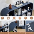 thumbnail image 5 of Weselon 55" Long Curved Horizontal Bookcase with 8-Cube Storage, Mid-Century Modern Low Bookshelf Storage Cabinet for Living Room, Entryway, Blue, 5 of 10